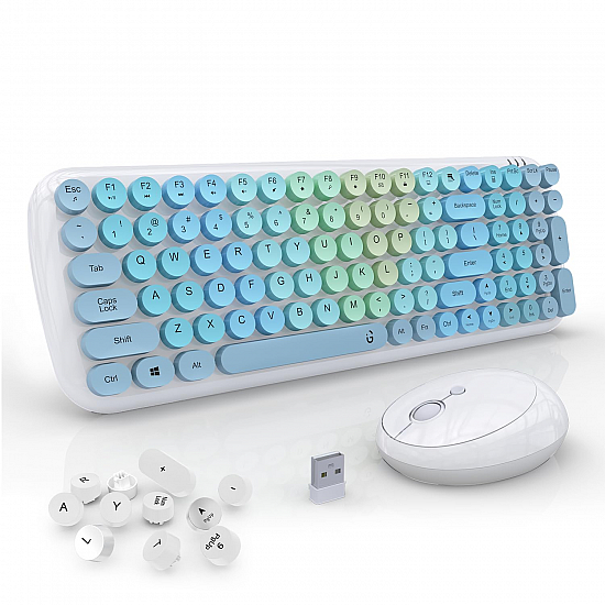 i Gear KeyBee Retro Typewriter Inspired 2.4GHz Wireless Keyboard with Mouse Combo 