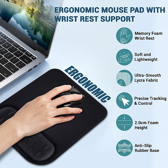 Tukzer Gel Mouse Pad Wrist Rest Memory-Foam Ergonomic Mousepad