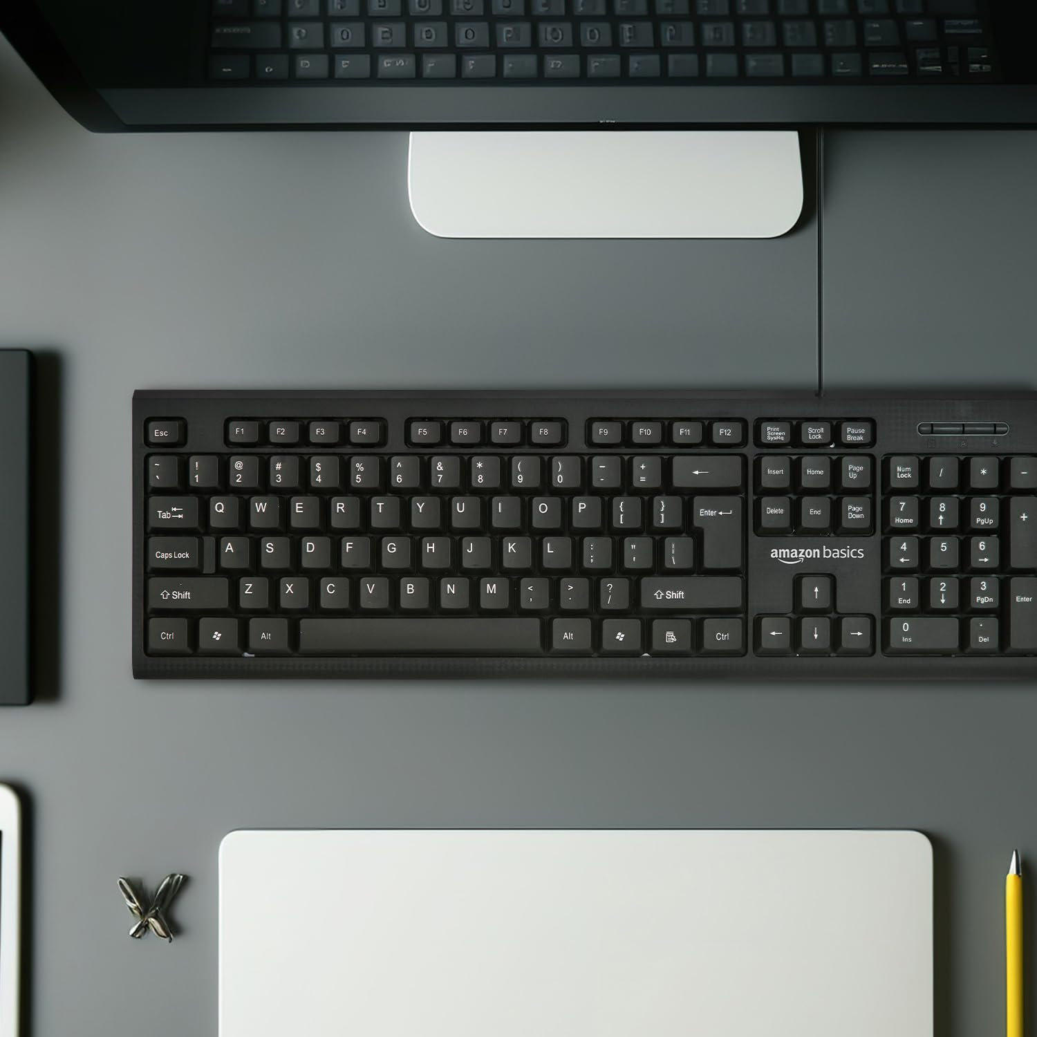 Buy amazon basics Wired Multimedia Keyboard with 107 Keys,