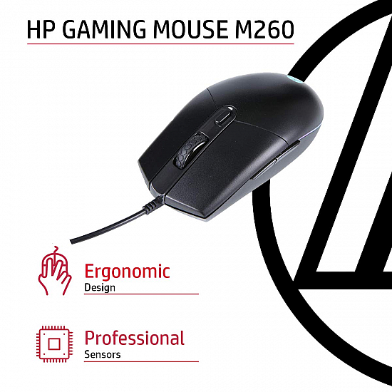 HP M260 RGB Backlighting USB Wired Gaming Mouse, Customizable 6400 DPI, Ergonomi Lightweighted /3 Years Warranty (7ZZ81AA),Black