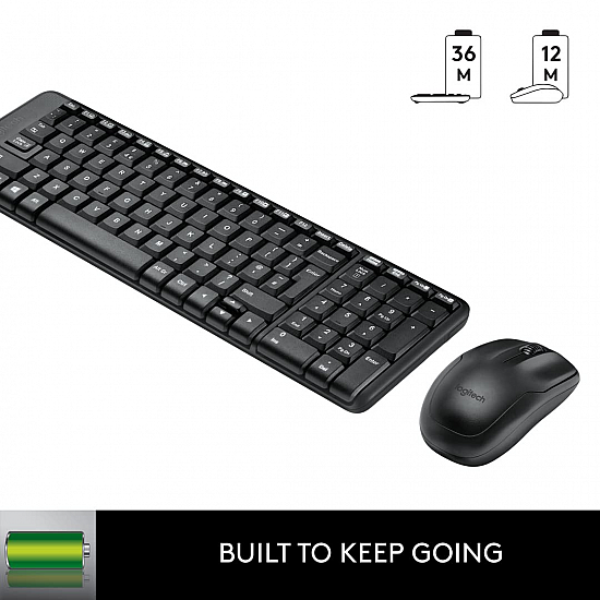 Logitech MK215 Wireless Keyboard and Mouse Combo for Windows, 2.4 GHz Wireless Black