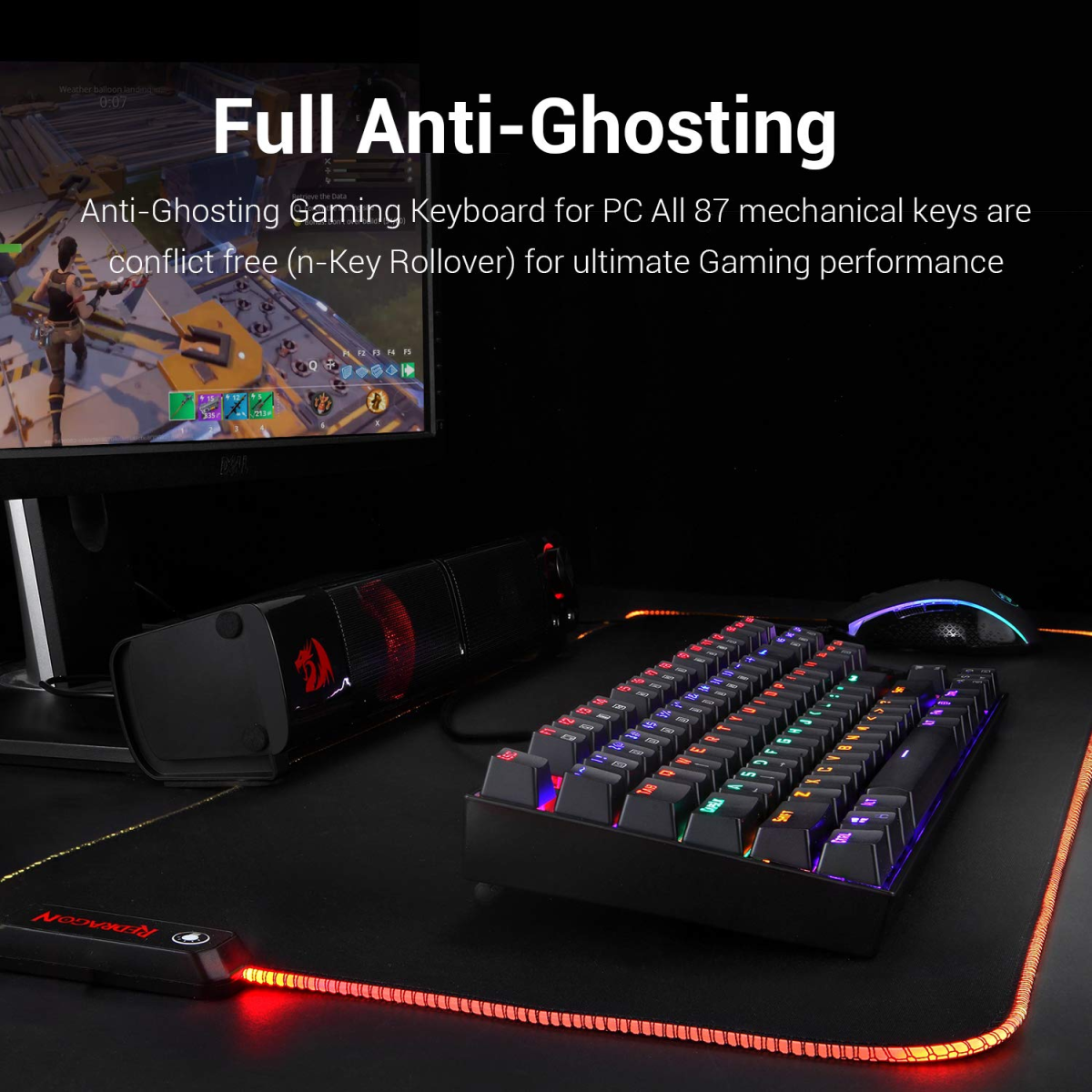 Redragon Kumara K552 Rainbow LED Backlit TKL Tenkeyless Mechanical Gaming Keyboard