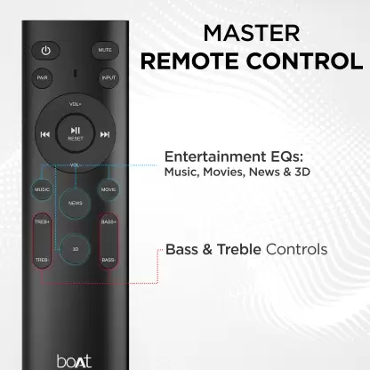 boAt Aavante Bar Thump with Wired Subwoofer, RMS 200 W Bluetooth Soundbar (Carbon Black, 2.1 Channel) boAt Aavante Bar Thump with Wired Subwoofer, RMS 200 W Bluetooth Soundbar (Carbon Black, 2.1 Channel)