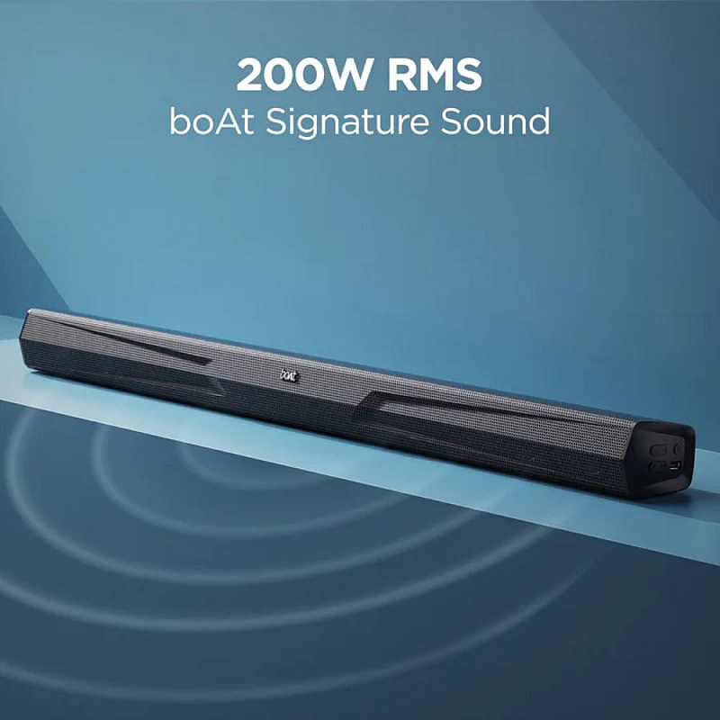 boAt Aavante Bar Quake with 2.1 Channel with Wired Subwoofer, 200W RMS boAt Signature Sound (Midnight Black)