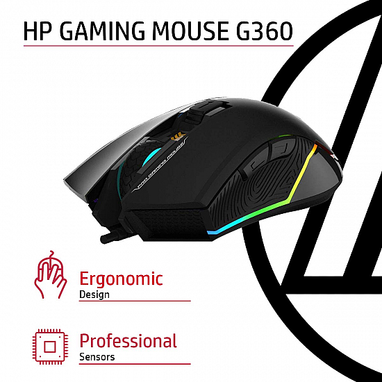 HP G360 RGB Backlighting USB Wired Gaming Mouse with 6 Programmable Buttons,G360 Gaming Mouse (4QM92AA)