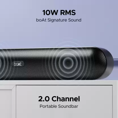 boAt Aavante Bar 480 with 7 HRS Playback, Dual Full Range Drivers & TWS Feature 10 W Bluetooth Soundbar (Black, 2.0 Channel) boAt Aavante Bar 480 with 7 HRS Playback, Dual Full Range Drivers & TWS Feature 10 W Bluetooth Soundbar (Black, 2.0 Channel)