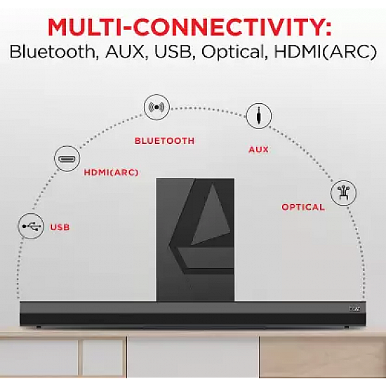 boAt Aavante Bar Thump with Wired Subwoofer, RMS 200 W Bluetooth Soundbar  (Carbon Black, 2.1 Channel)