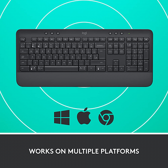 Logitech Signature K650 Wireless Keyboard with Wrist Rest, Full-Size, USB Receiver Black