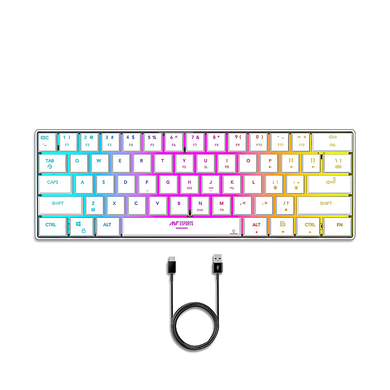 Ant Esports MK1500 Mini 60% Pro RGB Wireless Gaming Keyboard White