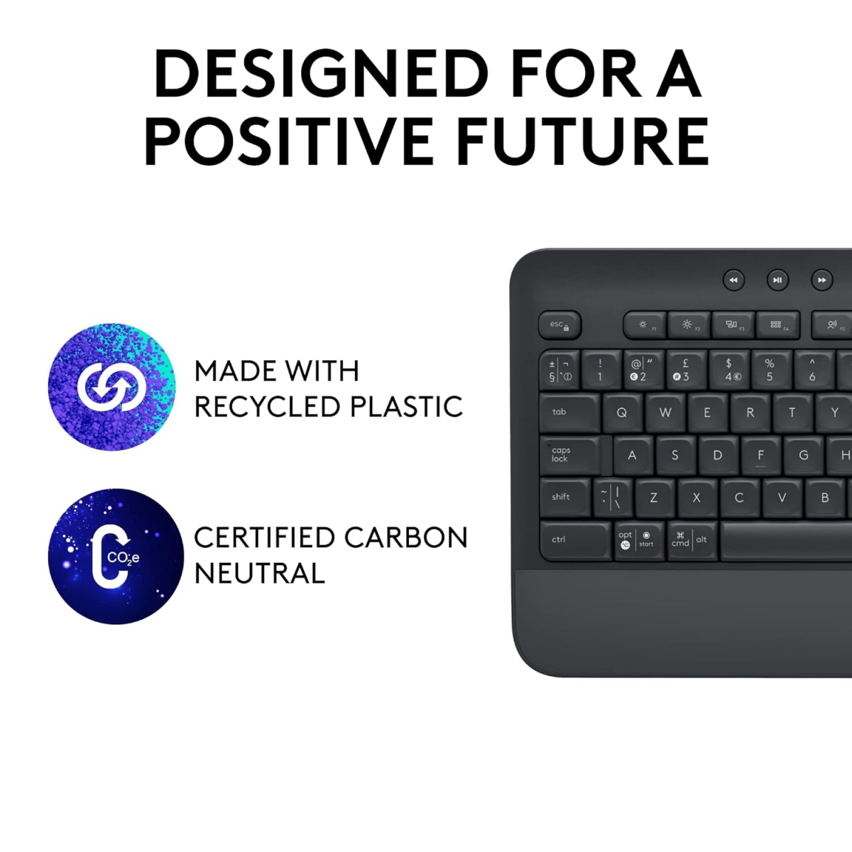 Logitech Signature K650 Wireless Keyboard with Wrist Rest, Full-Size, USB Receiver Black