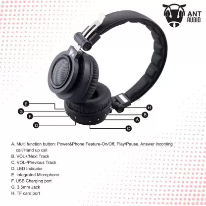 Ant Audio Treble H86 On-Ear Wireless Stereo Headset with Mic (Black) Ant Audio Treble H86 On-Ear Wireless Stereo Headset with Mic (Black)
