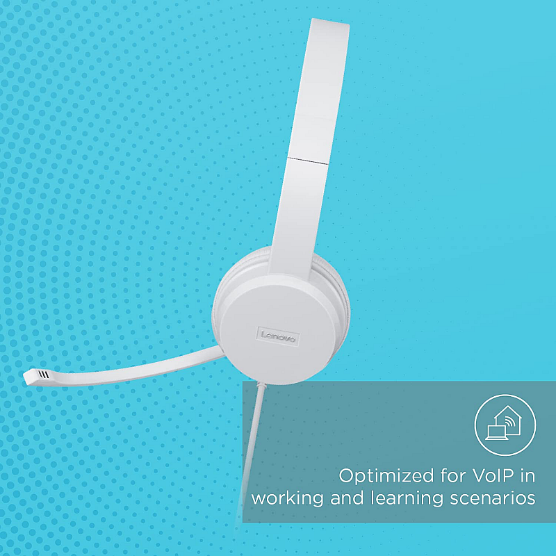 Lenovo 110 Stereo USB-A Headset | Audio and Voice Optimized for Learn & Work from Home | Passive Noise Cancellation