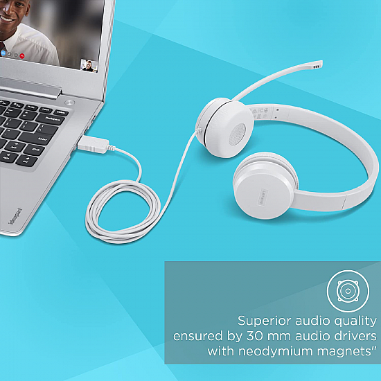 Lenovo 110 Stereo USB-A Headset | Audio and Voice Optimized for Learn & Work from Home | Passive Noise Cancellation