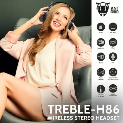 Ant Audio Treble H86 On-Ear Wireless Stereo Headset with Mic (Black) Ant Audio Treble H86 On-Ear Wireless Stereo Headset with Mic (Black)