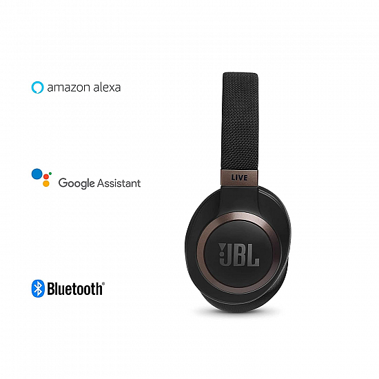 JBL Live 650BTNC by Harman, Active Noise Cancelling Over Ear Headphones with Mic, Quick Charge, Dual Pairing Black