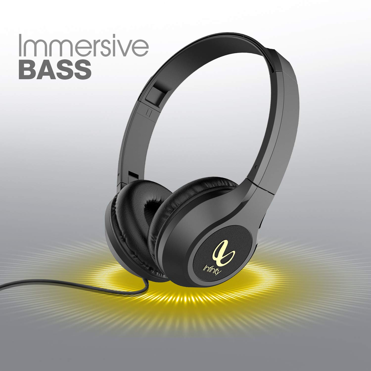 Infinity by Harman Zip 500 On-Ear Deep Bass Foldable Headphones with Mic (Charcoal Black)