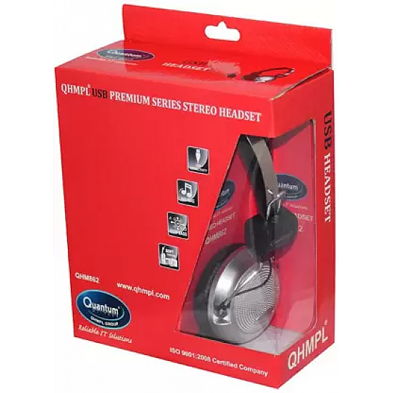 Quantum USB Headphone with Mic (Silver/Black)