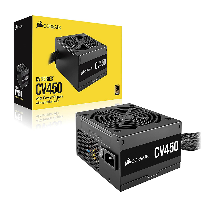 Corsair CV450, CV Series, 80 Plus Bronze Certified, 450 Watt Non-Modular Power Supply Black