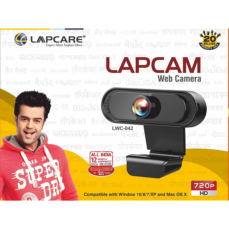 Lapcare Lapcam HD 720P Webcam with Noise Isolated Microphone & Computer HD Streaming Webcam for PC Desktop 