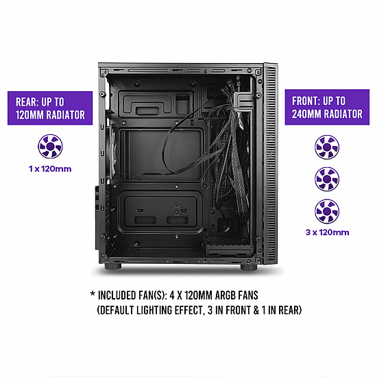 Antec NX210 Mid Tower Supports ATX-Micro-ATX/ITX Computer Cabinet with 4 x 120mm 