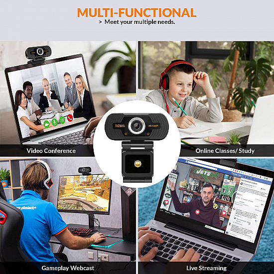 Tizum ZW78 Full HD 1080p Webcam Web Camera for PC