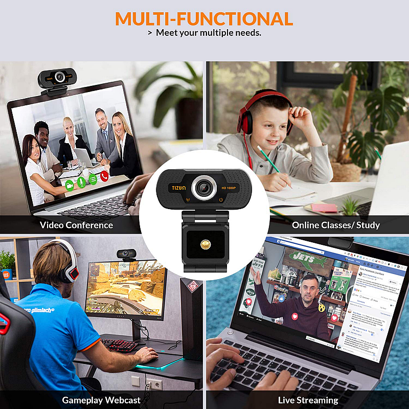 Tizum ZW78 Full HD 1080p Webcam Web Camera for PC