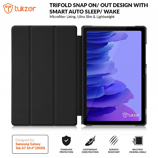 Tukzer Case Cover for Samsung Galaxy Tab A7 10.4"Ultra Slim Microfibre Lining, Lightweight Hard Back Trifold Smart Stand Flip Folio