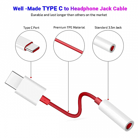 Type C to 3.5 mm Jack Audio Connector, Noise Cancelling Headphones Jack Converter Audio Adapter 