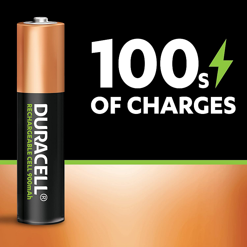 Duracell Rechargeable, AAA 900mAh Batteries, Pack of 4 