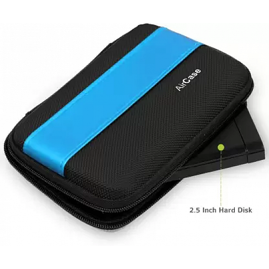 AirCase External Hard Drive Case for 2.5-Inch Hard Drive Black Blue