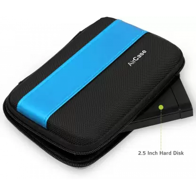 AirCase External Hard Drive Case for 2.5-Inch Hard Drive Black Blue