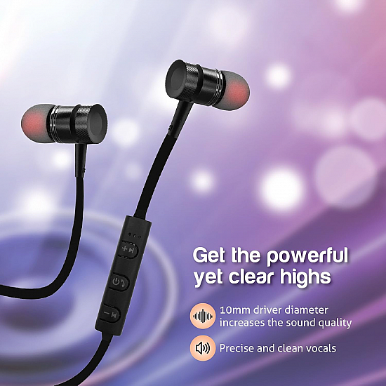 Envent LiveTune 500 Wireless Bluetooth Earphone with Magnetic Locking Design (Black)