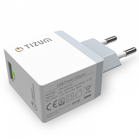 Tizum Quick Smart USB 2.4A Single Travel Wall Charger