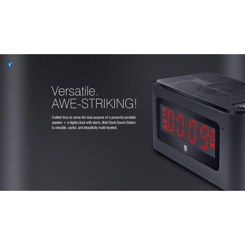 iBall Sound Clock Bluetooth Portable Speaker with Digital Clock and Alarm