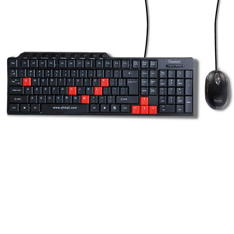 QUANTUM QHM8810 Spill-Resistant Wired Keyboard and Mouse Combo (Black)