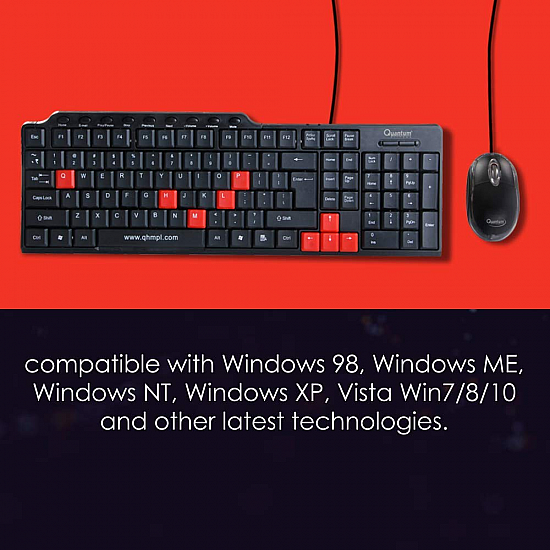 QUANTUM QHM8810 Spill-Resistant Wired Keyboard and Mouse Combo (Black)