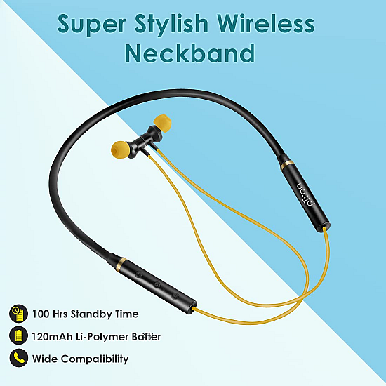 PTron Tangent Beats neckband Bluetooth Headset (Yellow, Black, In the Ear)