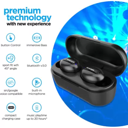 Screem Ibeza 3 Bluetooth Headset (Black, True Wireless) Screem Ibeza 3 Bluetooth Headset (Black, True Wireless)