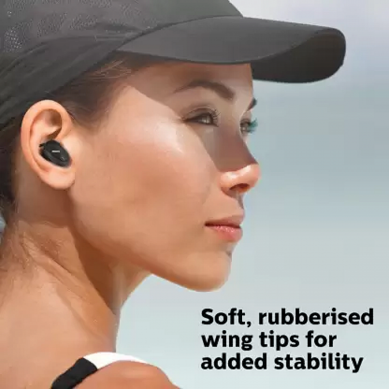 PHILIPS Upbeat TAT4205 Truly Wireless Bluetooth In Ear Earbuds with Mic (Black)