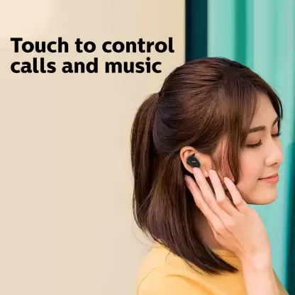 PHILIPS Upbeat TAT4205 Truly Wireless Bluetooth In Ear Earbuds with Mic (Black)