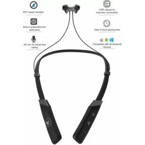 Wings Infinity Latest Bluetooth Wireless Neckband Earphones Headphones with Voice Assistant Black Wings Infinity Latest Bluetooth Wireless Neckband Earphones Headphones with Voice Assistant Black