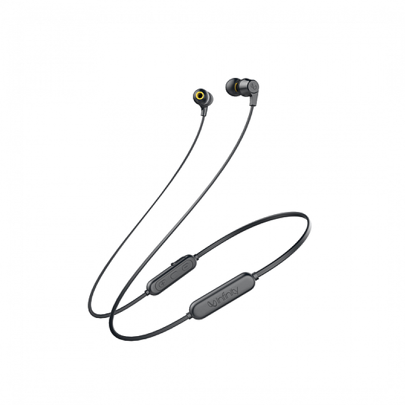 Infinity JBL Glide 105 in Ear Wireless Dual EQ Deep Bass IPX5 Sweatproof Headphones with Mic (Charcoal Black)