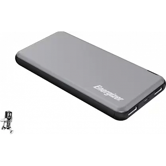 Energizer 10000 mAh Power Bank 10 W, Fast Charging-Grey, Lithium Polymer