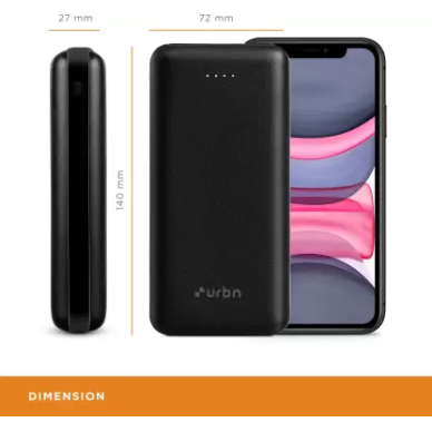 URBN 20000mAh Li-Polymer Ultra Compact Type-C Power Bank with 12W Fast Charge, Type C and Micro Input (Black) URBN 20000mAh Li-Polymer Ultra Compact Type-C Power Bank with 12W Fast Charge, Type C and Micro Input (Black)