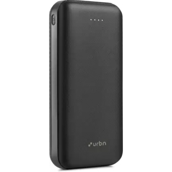 URBN 20000mAh Li-Polymer Ultra Compact Type-C Power Bank with 12W Fast Charge, Type C and Micro Input (Black)