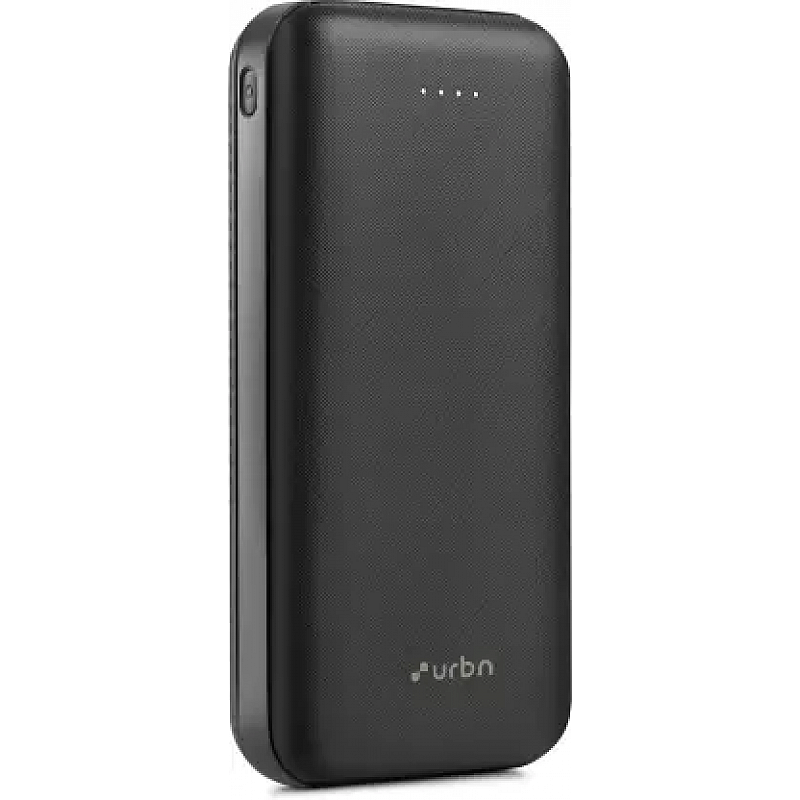 URBN 20000mAh Li-Polymer Ultra Compact Type-C Power Bank with 12W Fast Charge, Type C and Micro Input (Black)