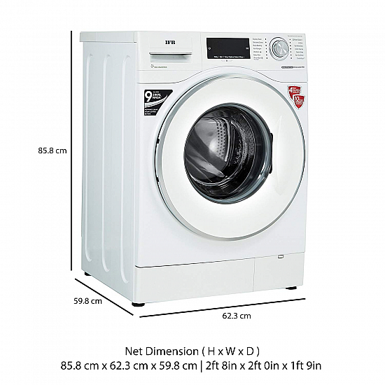 IFB 8.5 kg 5 Star Fully-Automatic Front Loading Washing Machine EXECUTIVE PLUS VX ID, White, In-Built Heater, 4D Wash technology