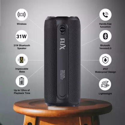 FLiX (Beetel) Tripper Wireless 31W Speaker with Dual Equalizer Bluetooth v5.0 with Mic FLiX (Beetel) Tripper Wireless 31W Speaker with Dual Equalizer Bluetooth v5.0 with Mic