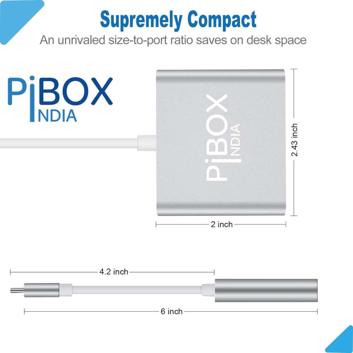 PiBOX India USB C to HDMI Adapter Aluminium Type C