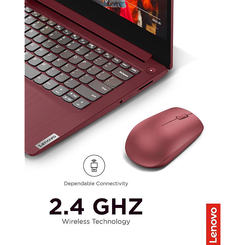 Lenovo 530 Wireless Mouse Ambidextrous, Ergonomic Mouse  (Cherry Red) 